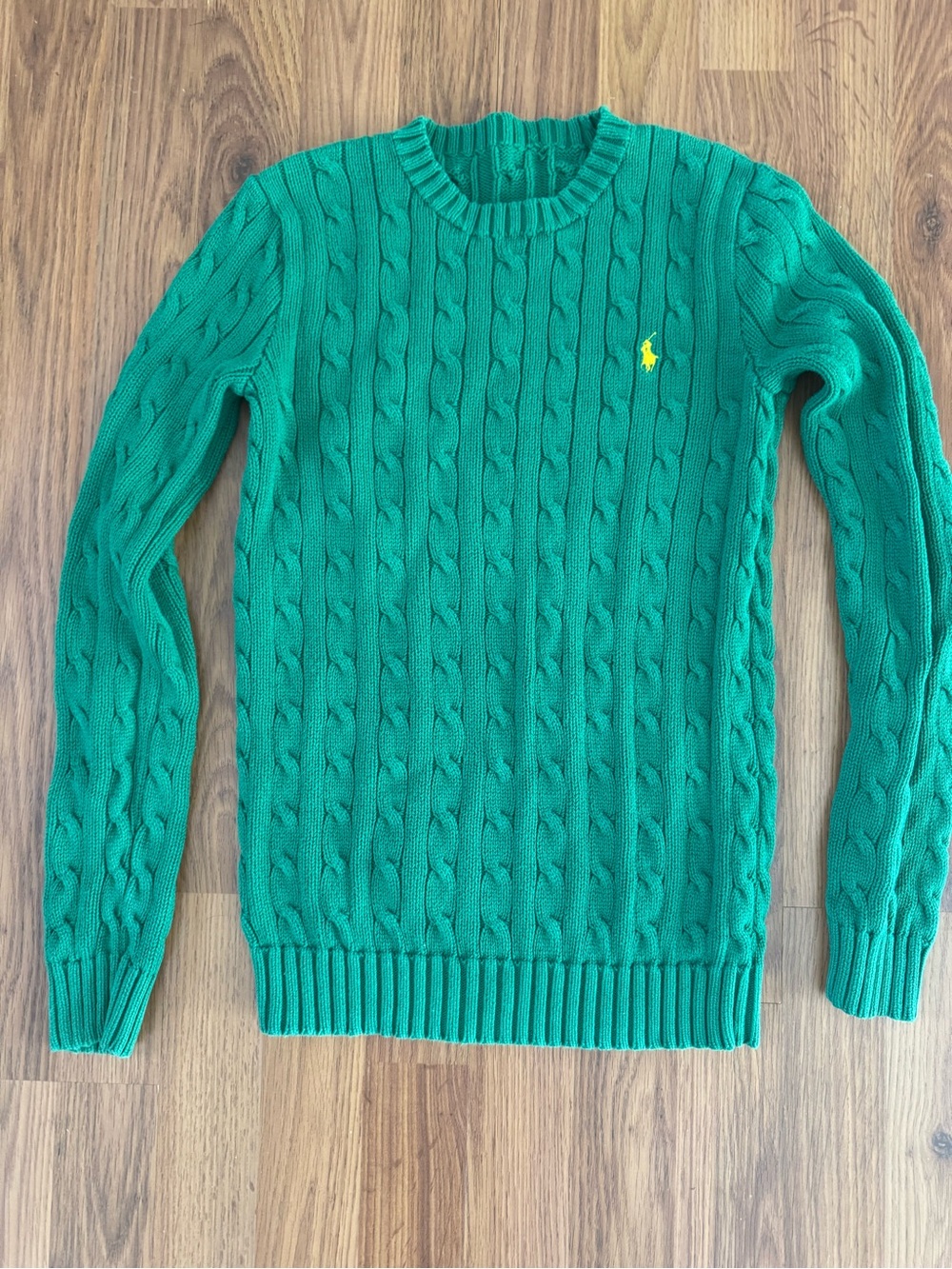 Polo by Ralph Lauren Green Cable-Knit Crewneck Sweater Girls Size 10-12 yers old